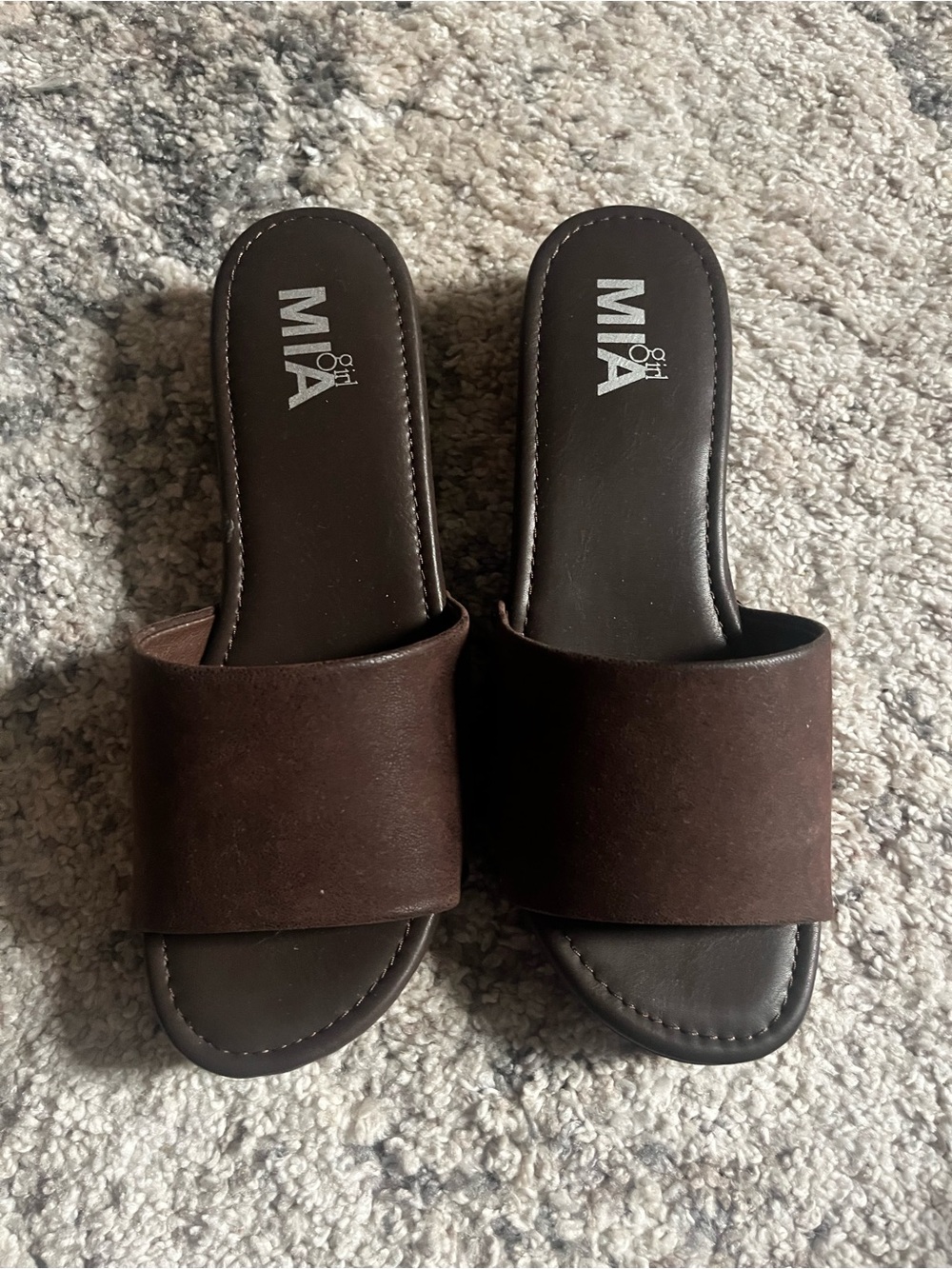 MIA Chocolate Brown Suede Slide Mules
